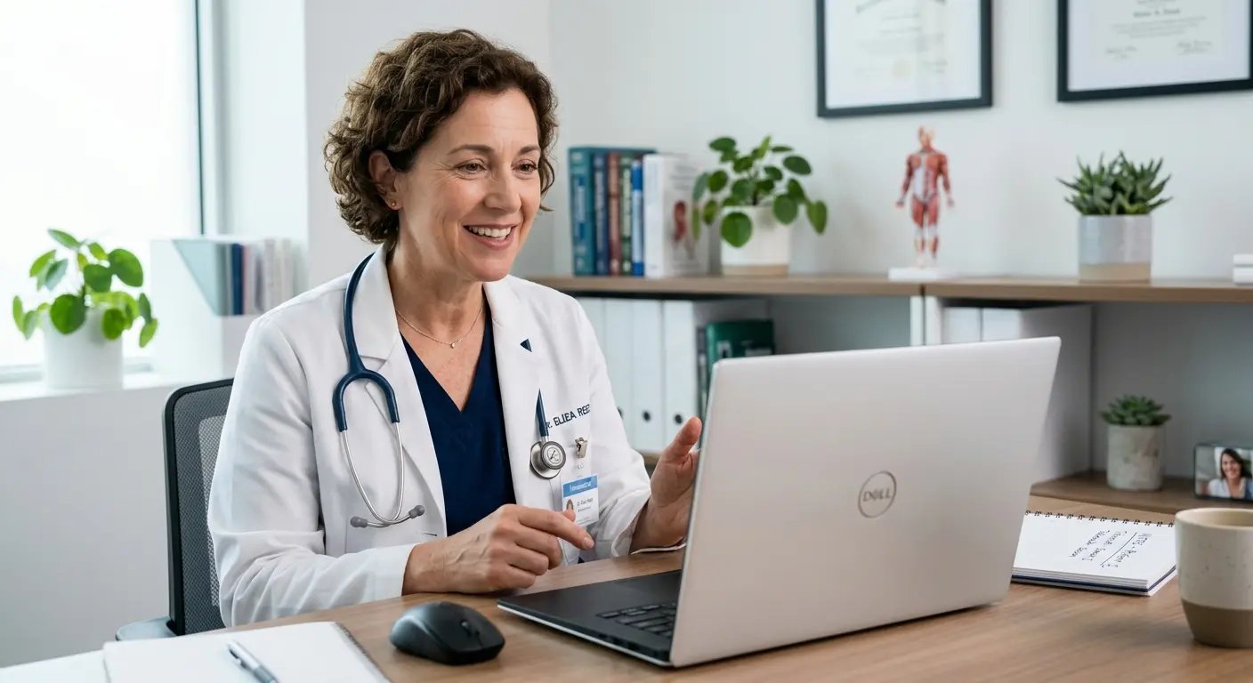 Licensed clinician providing telehealth consultation